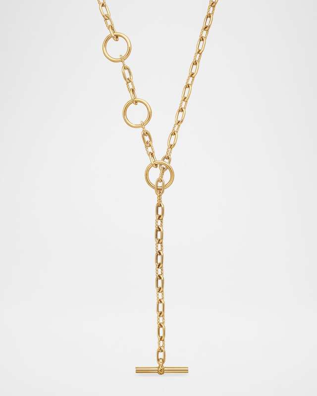 DY Madison Three Ring Chain Necklace in 18K Gold, 3.9mm, 20"L